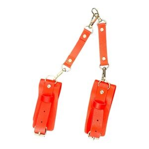 BDSM PU Leather Cherry Red Hand Cuffs Adult Date Fun Toys Adjustable